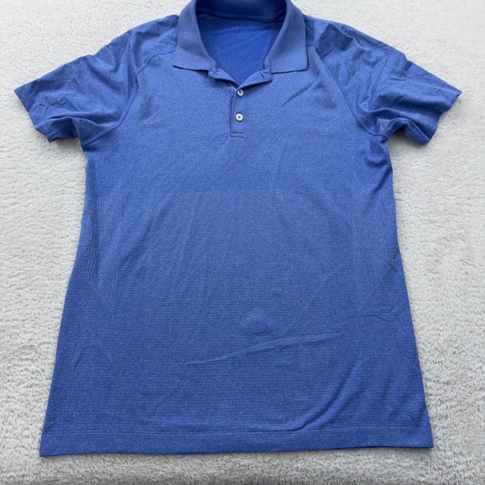 Lululemon Men's Blue Heathered Athletic Golf Polo Shirt Size M